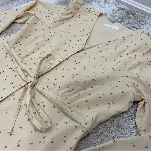 🌟HP🌟OvrSzd XS Oak+Fort Crème Floral Print Prairie Style Long Sleeve Maxi Dress - Picture 4 of 13